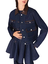 Denim Jacket with Faux Leather