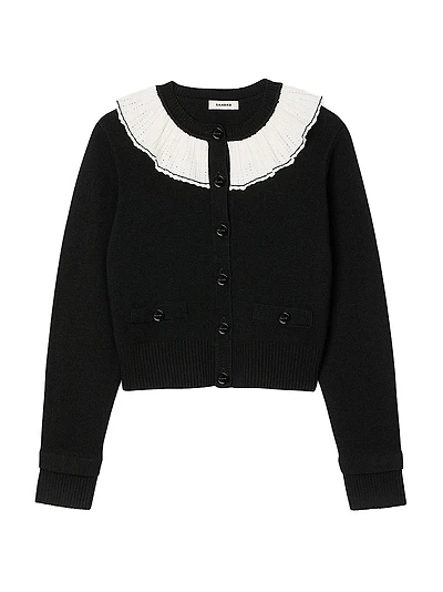Cardigan with Contrast Collar