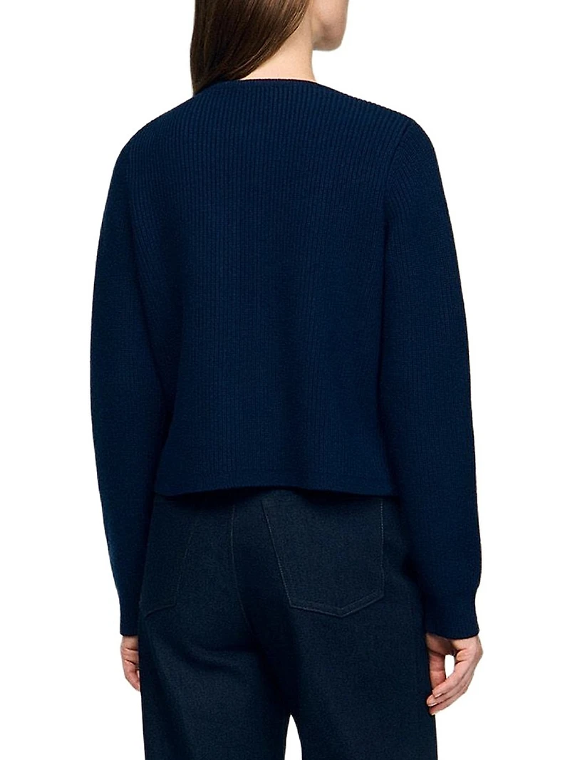 Cardigan with Denim Details