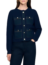 Cardigan with Denim Details