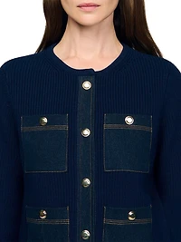 Cardigan with Denim Details