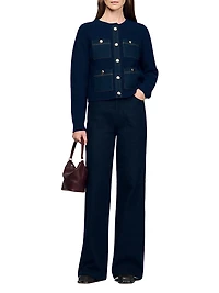 Cardigan with Denim Details