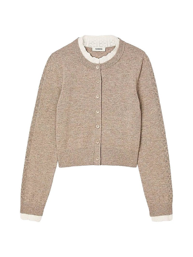 Cardigan with Contrast Collar