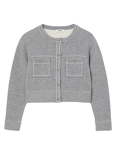 Cardigan with Contrast Stitching
