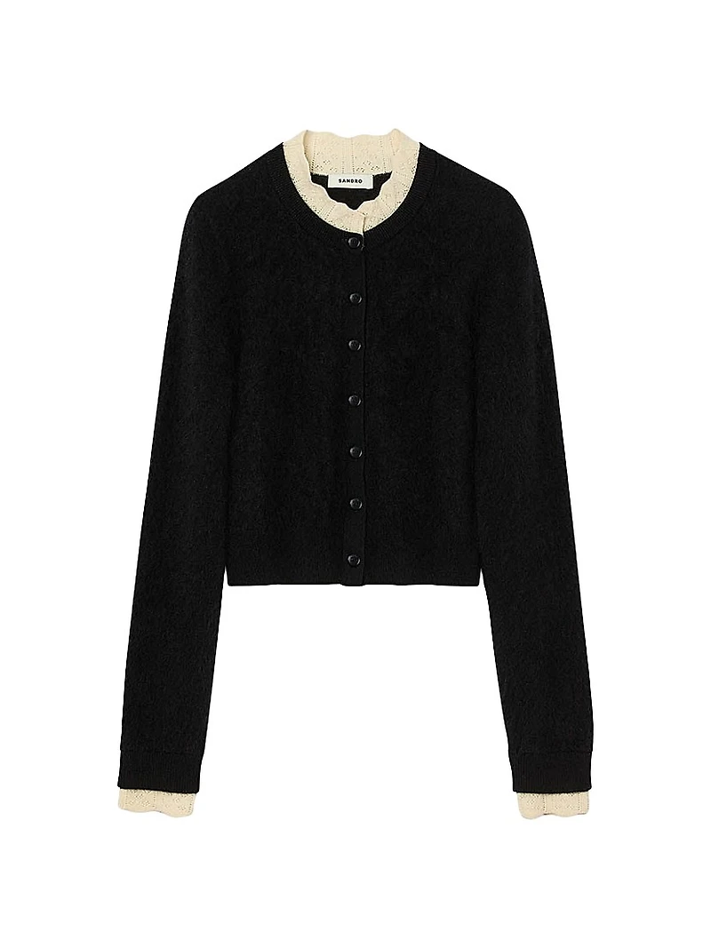 Pointelle Collar Cardigan