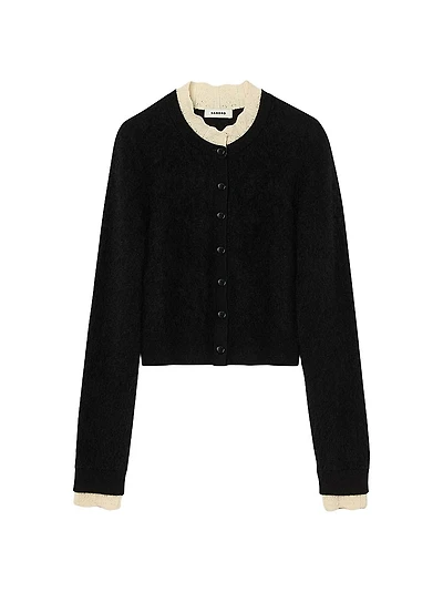 Pointelle Collar Cardigan