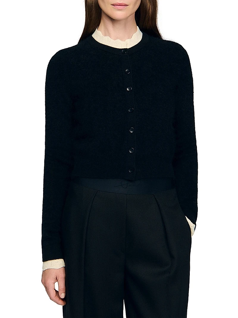 Pointelle Collar Cardigan