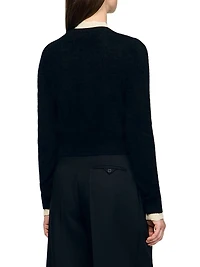 Pointelle Collar Cardigan