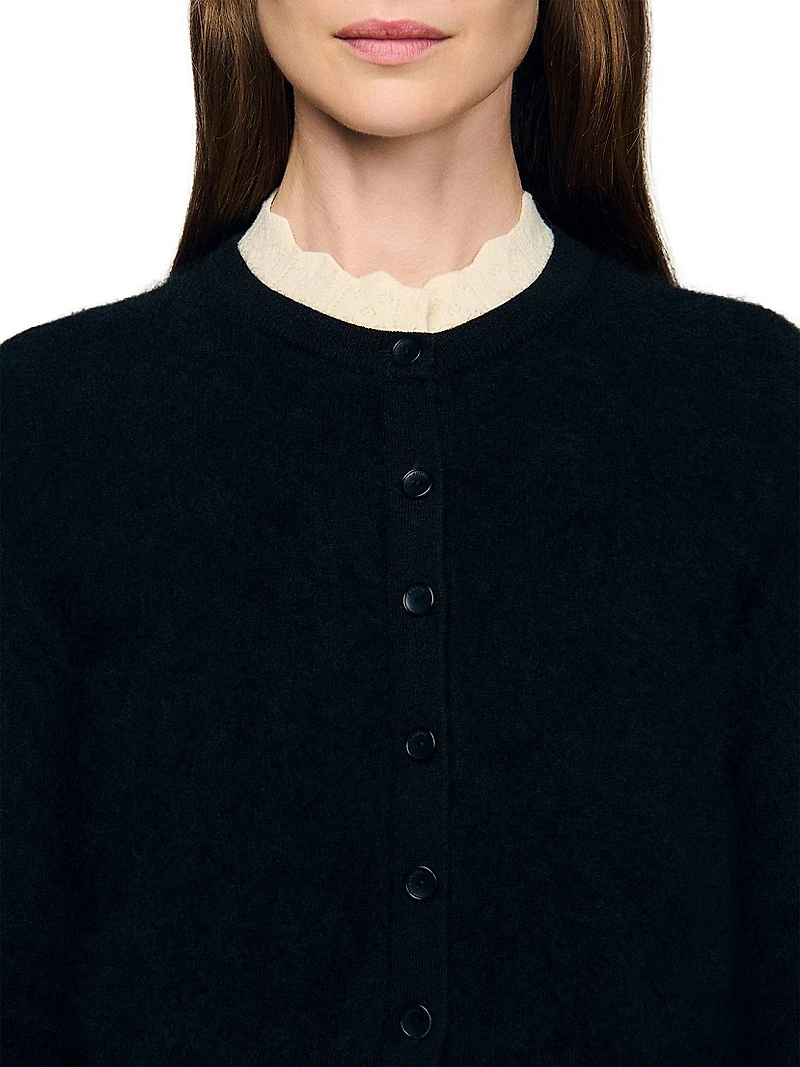 Pointelle Collar Cardigan