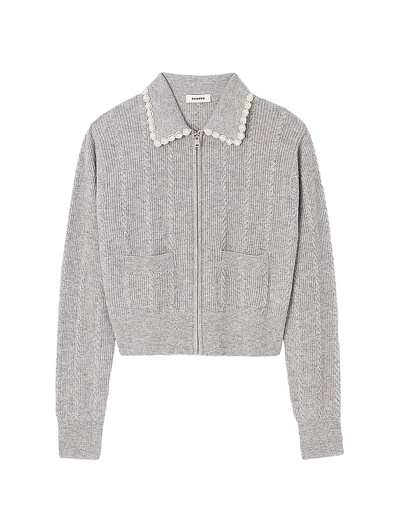 Cardigan with Beaded Collar