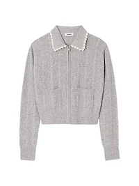 Cardigan with Beaded Collar