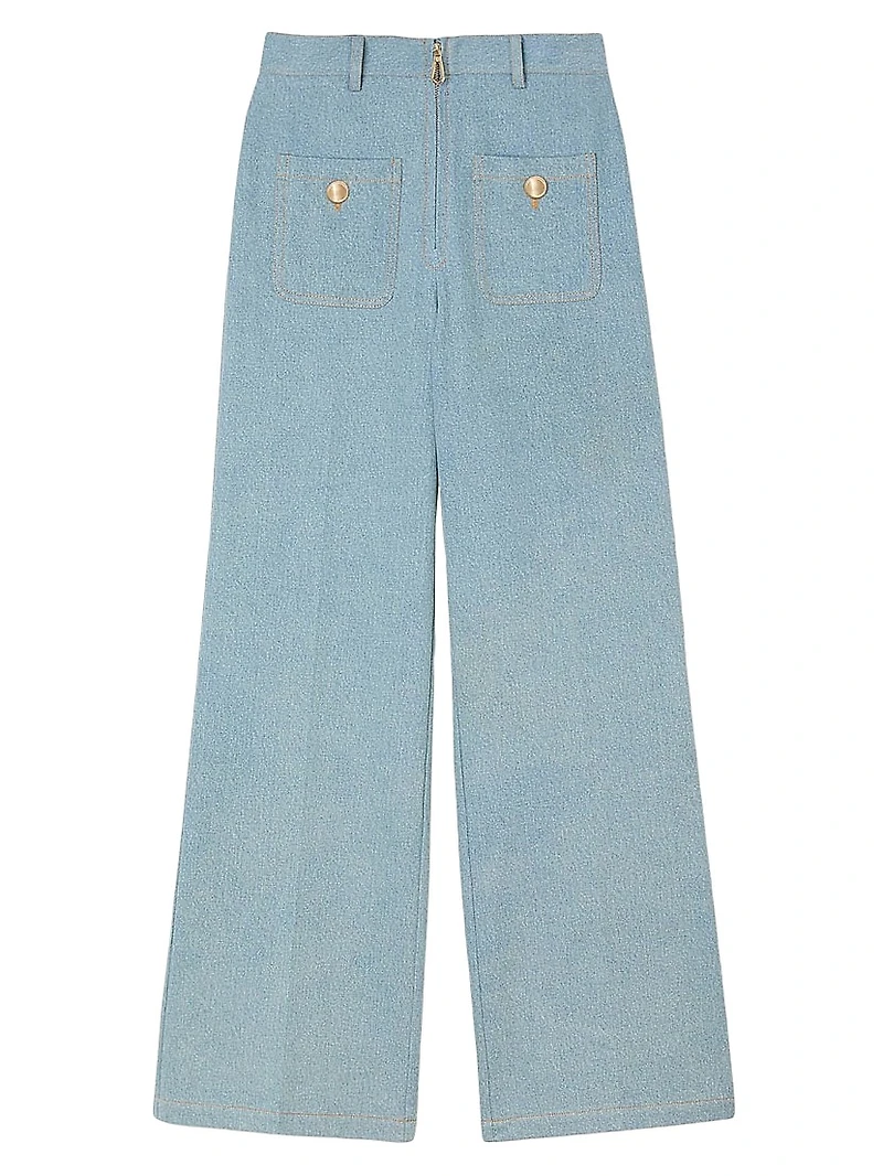 Faded High-Rise Wide-Leg Jeans