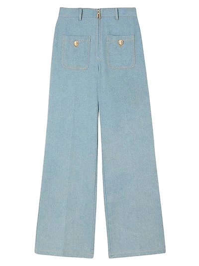 Faded High-Rise Wide-Leg Jeans