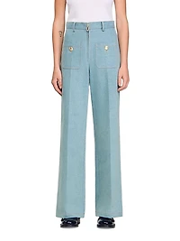 Faded High-Rise Wide-Leg Jeans