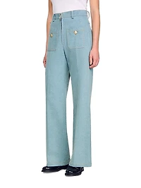 Faded High-Rise Wide-Leg Jeans