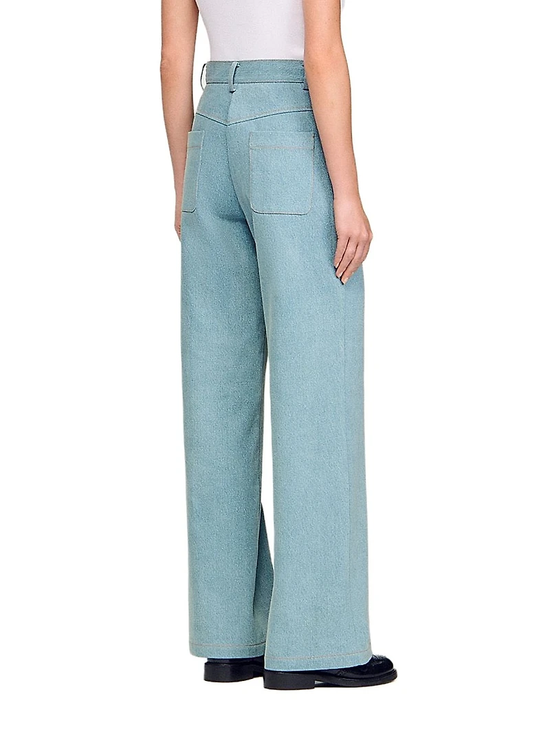 Faded High-Rise Wide-Leg Jeans