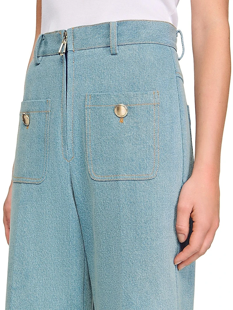 Faded High-Rise Wide-Leg Jeans
