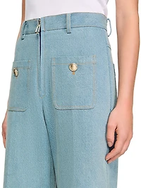 Faded High-Rise Wide-Leg Jeans