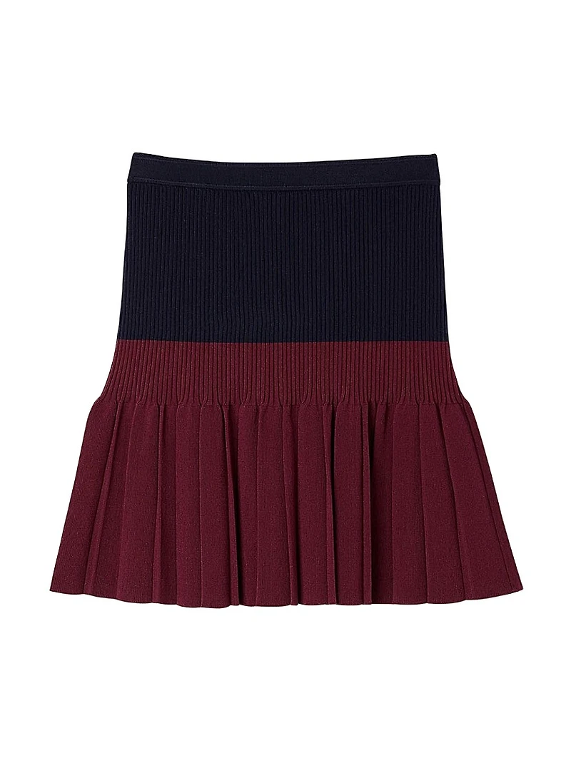 Mini Two Tone Pleated Skirt