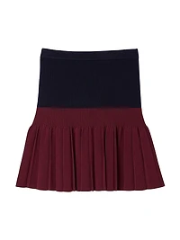 Mini Two Tone Pleated Skirt