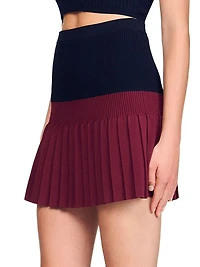 Mini Two Tone Pleated Skirt