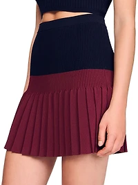 Mini Two Tone Pleated Skirt