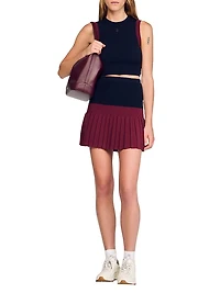 Mini Two Tone Pleated Skirt