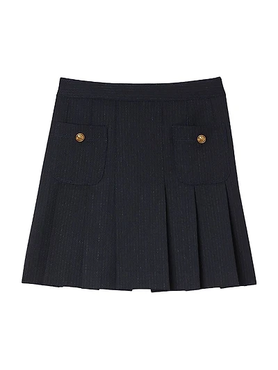 Mini Striped Pleated Skirt