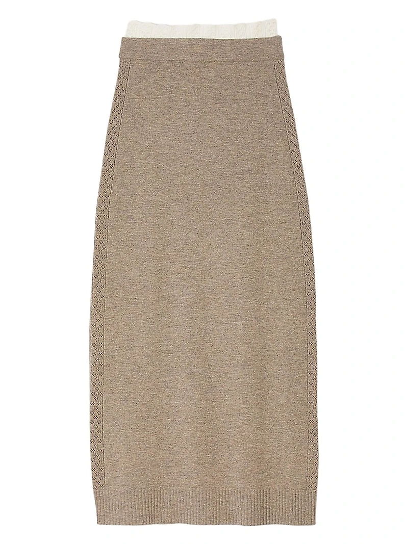 Long Two-Tone Knit Skirt
