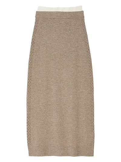 Long Two-Tone Knit Skirt