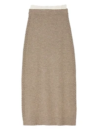Long Two-Tone Knit Skirt