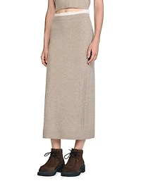Long Two-Tone Knit Skirt