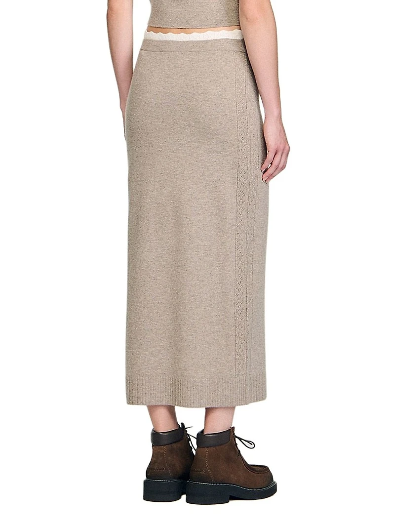 Long Two-Tone Knit Skirt