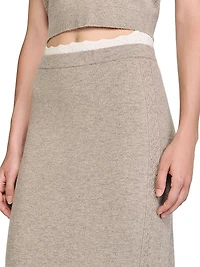 Long Two-Tone Knit Skirt