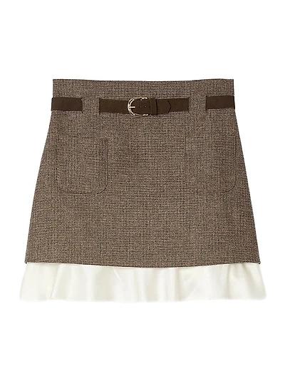 Short Skirt with Frill and Belt