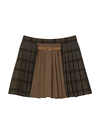 Short Checked Pleated Skirt