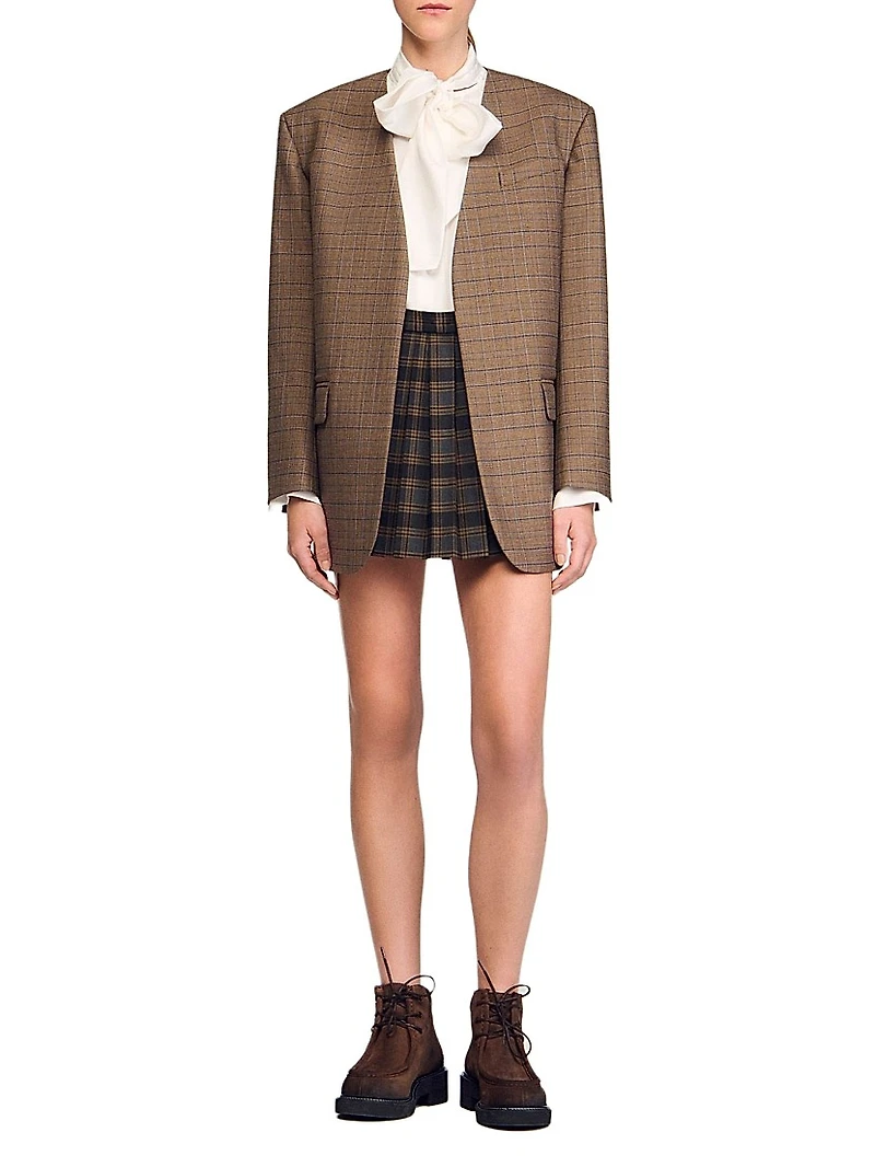Short Checked Pleated Skirt
