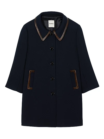Coat with Leather Stripes