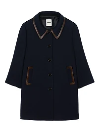 Coat with Leather Stripes