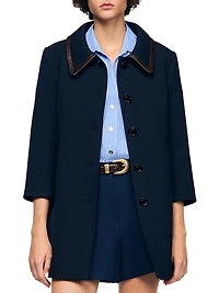 Coat with Leather Stripes