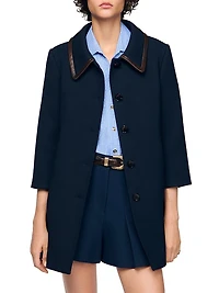 Coat with Leather Stripes