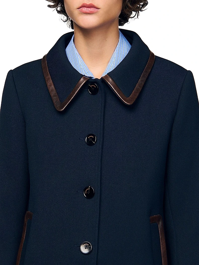 Coat with Leather Stripes