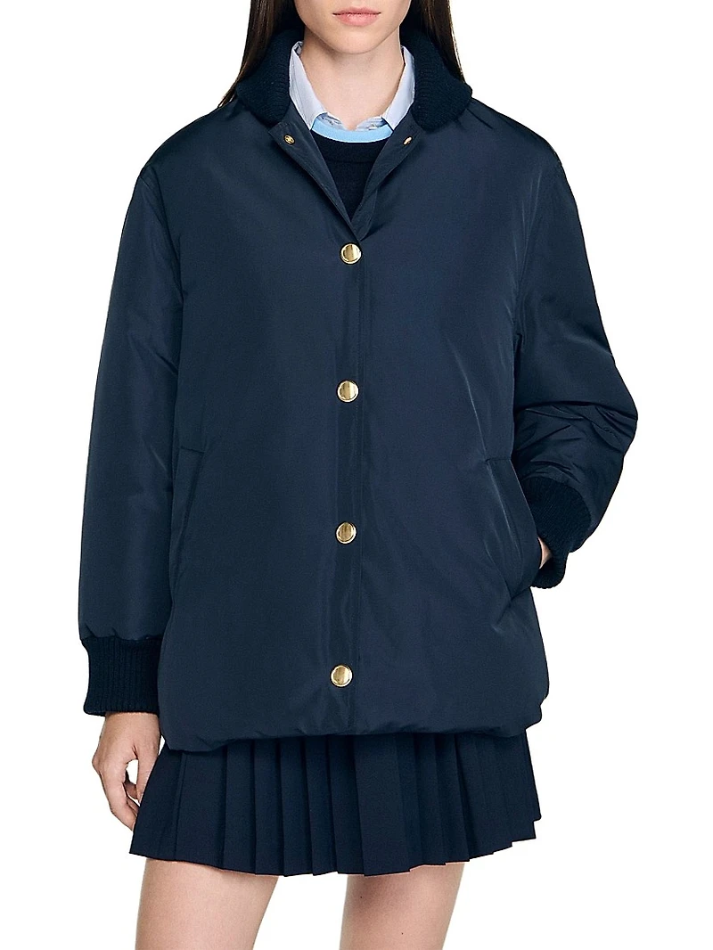 Puffer Jacket with Teddy Collar