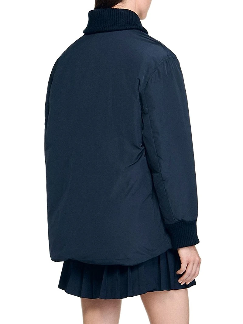 Puffer Jacket with Teddy Collar