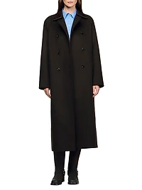 Long Wool and Leather Coat