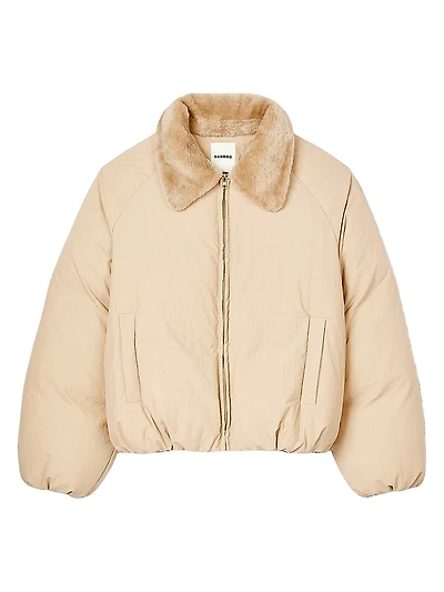 Puffer Jacket with Shearling Collar