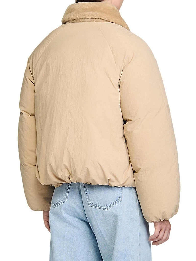 Puffer Jacket with Shearling Collar