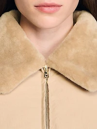 Puffer Jacket with Shearling Collar