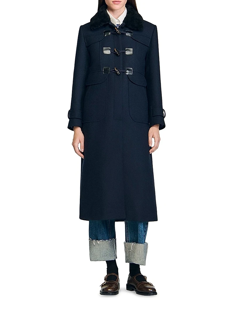 Long Coat with Velvet Collar