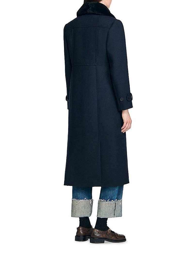 Long Coat with Velvet Collar